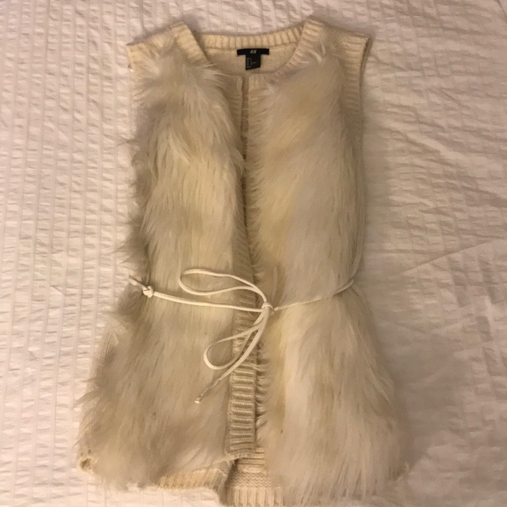 Cream color faux fur vest